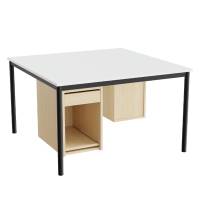 Sybord 120x120cm hvid laminat med sort stel