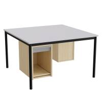 Sybord 1200x1200mm grå laminat med sort stel