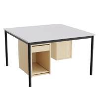 Sybord 1200x1200mm grå laminat med sort stel