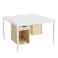 Sybord 120x120cm hvid laminat med hvidt stel