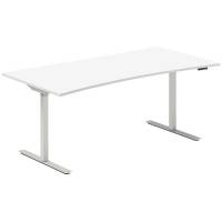Office hæve-sænkebord 180x80cm i hvid med bue alugråt stel