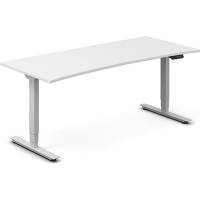 Office h&aelig;ve-s&aelig;nkebord 180x80cm i hvid med bue alugr&aring;t stel