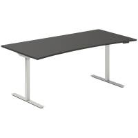 Office hæve-sænkebord 180x80cm i antracit med bue alugråt stel