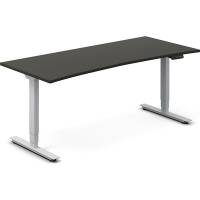 Office h&aelig;ve-s&aelig;nkebord 180x80cm i antracit med bue alugr&aring;t stel