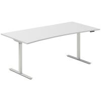 Office hæve-sænkebord 180x80cm i lys grå med bue alugråt stel