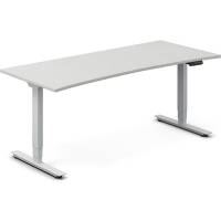 Office h&aelig;ve-s&aelig;nkebord 180x80cm i lys gr&aring; med bue alugr&aring;t stel
