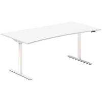 Office hæve-sænkebord 180x80cm i hvid med bue hvidt stel