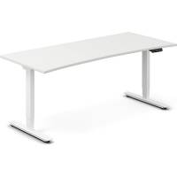 Office h&aelig;ve-s&aelig;nkebord 180x80cm i hvid med bue hvidt stel