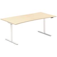 Office hæve-sænkebord 180x80cm i birk med bue hvidt stel