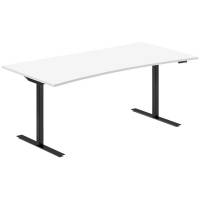 Office hæve-sænkebord 180x80cm i hvid med bue sort stel