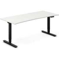 Office h&aelig;ve-s&aelig;nkebord 180x80cm i hvid med bue sort stel