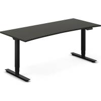 Office h&aelig;ve-s&aelig;nkebord 180x80cm i antracit med bue sort stel
