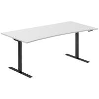 Office hæve-sænkebord 180x80cm i lys grå med bue sort stel