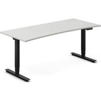 Office hæve-sænkebord 180x80cm i lys grå med bue sort stel