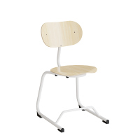 Smile høj elevstol i birk laminat med hvidt glans stel