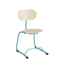 Smile h&oslash;j elevstol i birk laminat med turkis stel