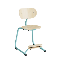 Smile lav elevstol i birk laminat med turkis stel