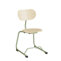 Smile h&oslash;j elevstol i birk laminat med gr&oslash;nt stel
