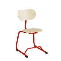 Smile h&oslash;j elevstol i birk laminat med r&oslash;dt stel