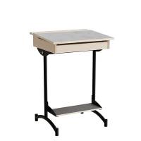 Elevbord 65x55cm i lys gr&aring; linoleum med sort stel, h&oslash;jde 90cm