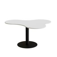 Am&ouml;ba bord 120x150cm 72cm h&oslash;j i hvid laminat med sort stel
