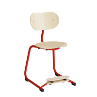 Smile mellem elevstol i birk laminat med r&oslash;dt stel