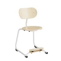 Smile mellem elevstol i birk laminat med hvidt glans stel