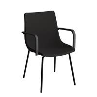 Konferencestol med arml&aelig;n, i sort tekstil med sort stel 