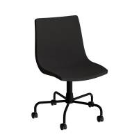 Konferencestol i sort tekstil med sort drejeligt stel og hjul