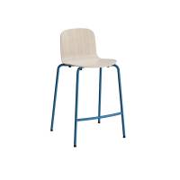 Barstol med hvidpigmenteret eg laminat og bl&aring;t understel