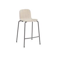 Barstol med hvidpigmenteret eg laminat og gr&aring;t understel