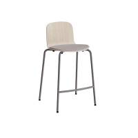 Barstol Add med eg laminat, gr&aring;t tekstil s&aelig;de, fodst&oslash;tte og gr&aring;t stel