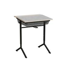 Atlas bord 65x55cm i lys gr&aring; linoleum med sort stel, h&oslash;jde 70-90cm