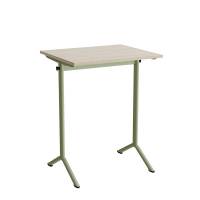 Atlas bord 70x60cm i hvidpigmenteret eg med gr&oslash;nt stel, h&oslash;jde 90cm