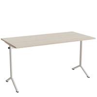 Atlas bord 140x70cm i hvidpigmenteret eg med hvidt stel, h&oslash;jde 72cm