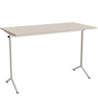 Atlas bord 140x70cm i hvidpigmenteret eg med hvidt stel, h&oslash;jde 90cm