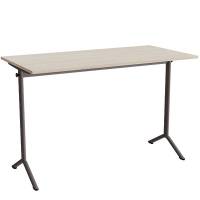 Atlas bord 140x70cm i hvidpigmenteret eg med gr&aring;t stel, h&oslash;jde 90cm