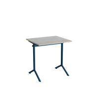 Atlas bord 70x60cm i lydd&aelig;mpende lys gr&aring; linoleum med bl&aring;t stel, h&oslash;jde 72cm