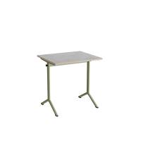 Atlas bord 70x60cm i lydd&aelig;mpende lys gr&aring; linoleum med gr&oslash;nt stel, h&oslash;jde 72cm