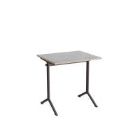 Atlas bord 70x60cm i lydd&aelig;mpende lys gr&aring; linoleum med gr&aring;t stel, h&oslash;jde 72cm