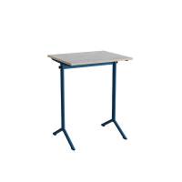 Atlas bord 70x60cm i lydd&aelig;mpende lys gr&aring; linoleum med bl&aring;t stel, h&oslash;jde 90cm