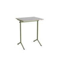 Atlas bord 70x60cm i lydd&aelig;mpende lys gr&aring; linoleum med gr&oslash;nt stel, h&oslash;jde 90cm