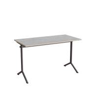 Atlas bord 120x60cm i lydd&aelig;mpende lys gr&aring; linoleum med gr&aring;t stel, h&oslash;jde 72cm