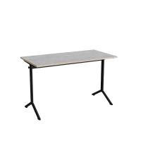 Atlas bord 120x60cm i lydd&aelig;mpende lys gr&aring; linoleum med sort stel, h&oslash;jde 72cm