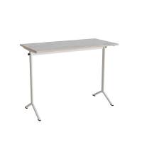 Atlas bord 120x60cm i lydd&aelig;mpende lys gr&aring; linoleum med hvidt stel, h&oslash;jde 90cm