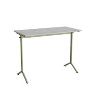 Atlas bord 120x60cm i lydd&aelig;mpende lys gr&aring; linoleum med gr&oslash;nt stel, h&oslash;jde 90cm