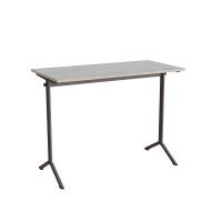 Atlas bord 120x60cm i lydd&aelig;mpende lys gr&aring; linoleum med gr&aring;t stel, h&oslash;jde 90cm