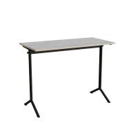 Atlas bord 120x60cm i lydd&aelig;mpende lys gr&aring; linoleum med sort stel, h&oslash;jde 90cm