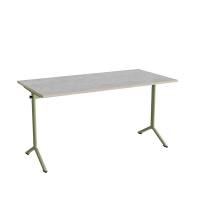 Atlas bord 140x70cm i lydd&aelig;mpende lys gr&aring; linoleum med gr&oslash;nt stel, h&oslash;jde 72cm