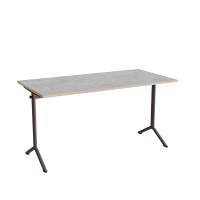 Atlas bord 140x70cm i lydd&aelig;mpende lys gr&aring; linoleum med gr&aring;t stel, h&oslash;jde 72cm